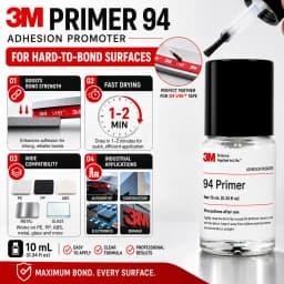 Original 3M Primer 94 Adhesion Promoter 10ml Repack High Adhesion Surface Treatment for Car Wrap Tape Plastic Metal