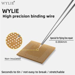 WYLIE 0.004mm BGA Fly Wire, Ultra-Thin Binding Wire for Phone PCB/CPU Repair, Non-Insulated Stretchable Micro-Soldering Repair