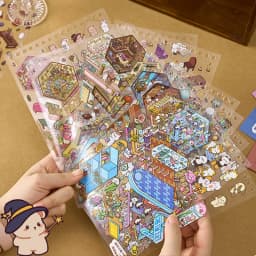 40pcs/book Miniature Scene Sticker Book Dream Town 4.0 Series Cute Style Stacked 3D Houses Quiet Book DIY Planner Scrapbooking