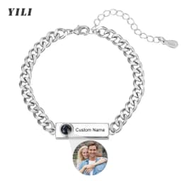 Custom Photo Bracelet Personalized Projection Bracelets with Picture Inside 100 Languages I Love You Stainless Steel Bracelet