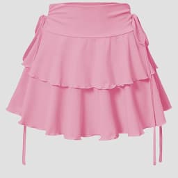 2025 New Women's A-line MiNi Half Length Skirt Fashionable Elegant Versatile Sexy Ruffle Edge Fake Drawstring Ultra Short Skirt
