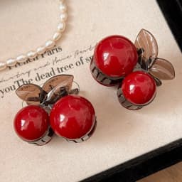 Cherry Red Bow Velvet Texture Elegant Hair Clip Fashionable Versatile Edge Hairpin Sweet Cool Headwear Girl Hair Accessories