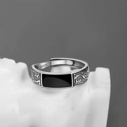 925 Sterling Silver Men's Ring High Quality Luxury Black Gem for Men Wedding Fine Jewelry Accessories Party Gifts