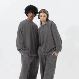 Oversize Top High Street Retro Solid Color Worn Looking Washed-out Men's and Women's Hip Hop Loose American round Neck Sweater