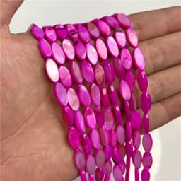 Oval Colorful Shell Beads Rice Shape Natural Mother of Pearl Shell Spacer Beads for Jewelry Making DIY Craft Accessories 15"