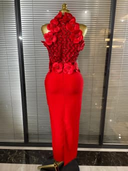 Black Red Women Shining Sequins Florals Sexy O-Neck Bodycon Bandage Long Dress Evening Party Christmas Birthday Outfit