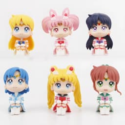 6 PCS/Set Pretty Guardian Sailor Moon 7cm Anime Figure Tsukino Usagi Chibiusa Hino Rei Kino Makoto Figurine Toy