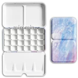 Empty Watercolor Palette Tin Color Mixing Palette Paint Storage Box Iron Paint Tray with Half/Full Pans For Painting