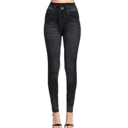 Women Striped Print False Jeans High Elastic Slim Leggings Outdoor Wearing Running High Waist Sexy Hip Lift Fashion Yoga Tights