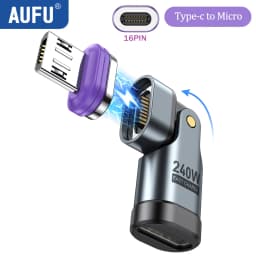 AUFU 240W Magnetic Type C to Lightning Adapter 16Pin USB-C to Type-C Fast Charge USB C Female Converter for iPhon Xiaomi Macbook