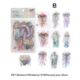 20pcs/pack Stickers Ice Crystal Laser Butterfly Laser Gold DIY Decorative Scrapbooking Material Collage Sticker Journal