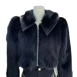 Fall Winter Motorcycle Style Short Fashion Top Women's Patchwork Fur Coat Fake Leather Environmentally Friendly Fur Jacket