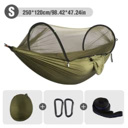 WESTTUNE Outdoor Camping Hammock with Mosquito Net Automatic Quick Opening Hanging Hammocks Fabric Hanging Sleeping Swing Bed
