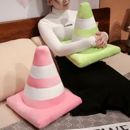 Roadblock Cushion Stuffed Soft Lifelike Plush Traffic Cone Road Construction Cone Pillow Kids Toys Home Decoration