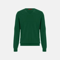 CH Men's V-Neck Sweater Slim Fit Long Sleeve Knit Pullover with Small Embroidery Business Casual Top