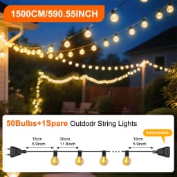 G40 Outdoor String Lights, Waterproof Connectable Shatterproof LED Bulbs, Patio Lights for Indoor Balcony Porch Camping Deck