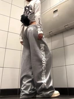 American Retro Letter Print Design Drapey Drawstring Casual Pants Unisex Loose Lazy Match All over Floor-Length Pants