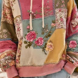 Ethnic Retro Floral Print Patchwork Hoodies Autumn Long Sleeve Drawstring Hooded Top Pullover New Winter Loose Woman Sweatshirts