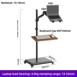 Adjustable Mobile Standing Desk Riser with Ergonomic Monitor Arm and Keyboard Tray