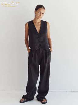 Clacive Summer White Linen Two Piece Set For Women 2023 Fashion Sleeveless Tank Top New In Matching High Waist Wide Pants Set