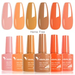 Rose Rubber Base Venalisa Nail Gel Polish 6pcs/Kit HEMA FREE Jelly Pink Color Self Leveling Gel Long Wear Nail Manicure Set