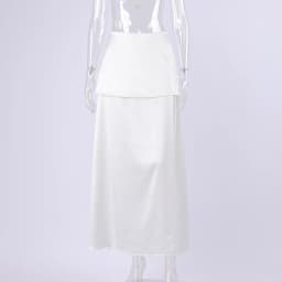 Linad Elegant Satin White Long Skirts For Woman Office Folds A Line Skirts Summer Casual Solid Ankle Length Skirt 2025 Spring
