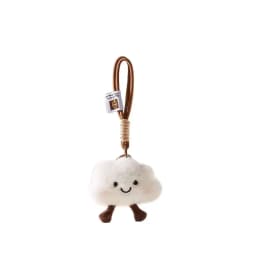 Cute Cloud Hand Rope Plush Pendant for Girls Smiling Heart Keychain Bag Decoration Soft Toy Car Accessory