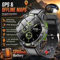 New Upgrade GPS Offline Map Position Smart Watch 1200mAh Battery IPX8 Swim Heart Rate 1.46”AMOLED Screen Men Women Fitness Watch