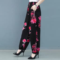 Cotton Silk Pants Women New Spring Summer Elastic High Waist Harem Pants Fashion Printed Casual Wide Leg Pants Female Trousers