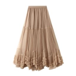 New In 2025 Women's Spring Summer Solid Color Tulle A-line Sweet Tutu Long Skirt Female Korean Fsahion Party Mesh Skirts