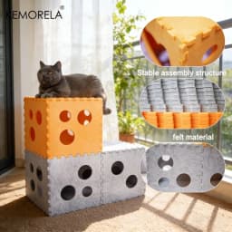 KEMORELA Cat Tunnel Interactive Cat House Foldable Cat Hideout Oversized Felt Cat Scratching Board And Bed Durable Removable