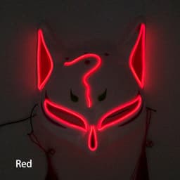 Holiday Light Up Neon Half Face Mask Flashing in Dark Fox Mask Halloween LED Luminous Fox Mask for Women Girl Cosplay Props