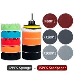 Car Polishing Sponge Pad Kit Wool Waxing Buffing Sponge Abrasive Disc Sandpaper For Sanding Headlight Refurbish Auto Detailing