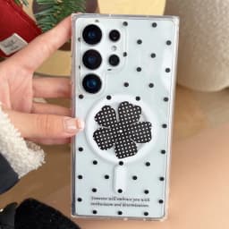 Bow Stripe Cute Wave Point Pattern Clear For MagSafe Phone Case For Samsung Galaxy S26 S25 S24 S23 Ultra Plus Shockproof Cover