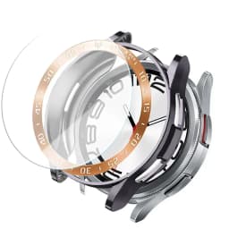 Tempered Glass+Bezel+Case For Samsung Galaxy Watch 6 Classic 43mm 47mm Cover TPU Bumper All-Around Protector Clear Screen Bezels