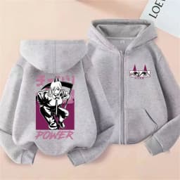 Hot Anime Chainsaw Man Power Zip Up Jakcet Men Women Casual Oversized Zipper Hoodie Men's Manga Fleece Cotton Sweatshirt Coat