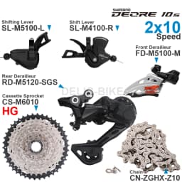 SHIMANO DEORE M4100 M5100 2x10 Speed Groupset Shifters Front/Rear Derailleur and SUGEK Cassette Z10 Chain Original parts