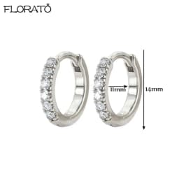 925 Silver Needle Crystal 9mm Small Hoop Earrings for Women Minimal Huggie Earrings Colorful Zircon Piercing Earrings Jewelry