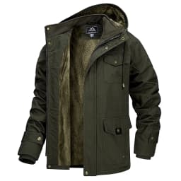 MAGCOMSEN Winter Jacket Men's Cotton Cargo Jacket Fleece Lined Thicken Work Coat Warm Parka Coat Detachable Hood Snow Ski Jacket