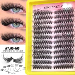 GROINNEYA Lashes Clusters Fluffy Volume Lash Clusters Bottom Lashes Wispy Eyelashes DIY Lash Extension Individual Lashes