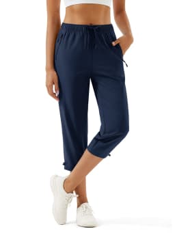 TACVASEN Womens Quick Dry Hiking 3/4 Cargo Capris Water Resistant Outdoor Pants Lightweight Athletic Capri Pants with Zip Pocket