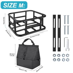 NEWBOLER E-Bike Cargo Rack Bag Iron Large Capacity Bike Basket Rear Rack Bike Baskets for Outdoor Travel Shopping MTB Road Bike
