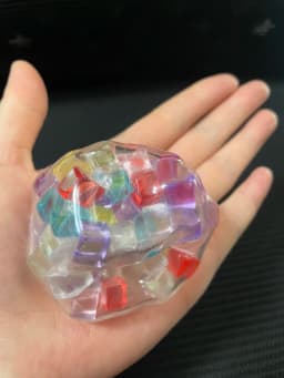 Rainbow Cube Stress Ball TPR Bead Pressure Reducing Decompression Pinch Ball for Children DIY Handmade Adult Vent Toy