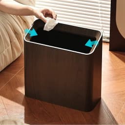 Walnut Finish Extra Large Trash Can Dual Layer Slim High Capacity Waste Bin for Kitchen Bathroom