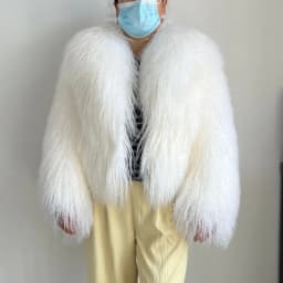 Beiziru Women's Real Mongolian Fur Winter Coat Thick Warm Fashionable Jacket with High-Quality Turndown Collar