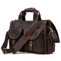 Vintage Mens Briefcase Genuine Cowhide Leather 15" PC Laptop Bag Crazy Horse Leather Business Messenger Bag Work Tote for man