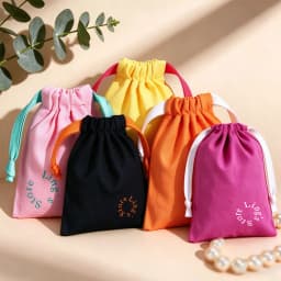 50pcs Custom Logo Cotton Drawstring Bag Personalized Jewelry Wedding Favor Gift Pouch for Fuse Beads Keychain Cosmetic Packaging