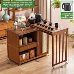 2025 Hot Selling Portable Tea Table with Heating Kettle for Home Balcony Tea Ceremony