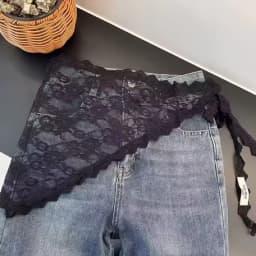 Lace Trim Bandana Triangle Scarf Delicate Ins Ruffled Lace Hair Scarf 2-in-1 Head Band Waist Accessory for Y2K Outfits Headscarf