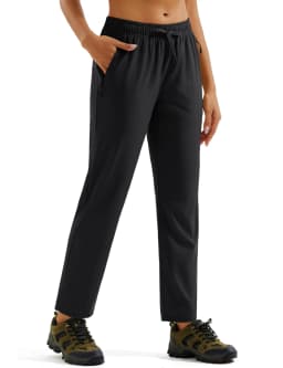 TACVASEN Womens Hiking Pants Lightweight Quick Dry UPF 50 Travel Pants Water Resistant Elastic Waist Golf Pants With Zip Pockets